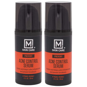 2Pack M. Skin Care Prevent Acne Control Facial Serum for Men, Azelaic Acid, Soot